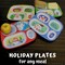 4E's Novelty Kids Christmas Divided Plates – 4-Pack BPA-Free Melamine Holiday Dinnerware 1000-Character De